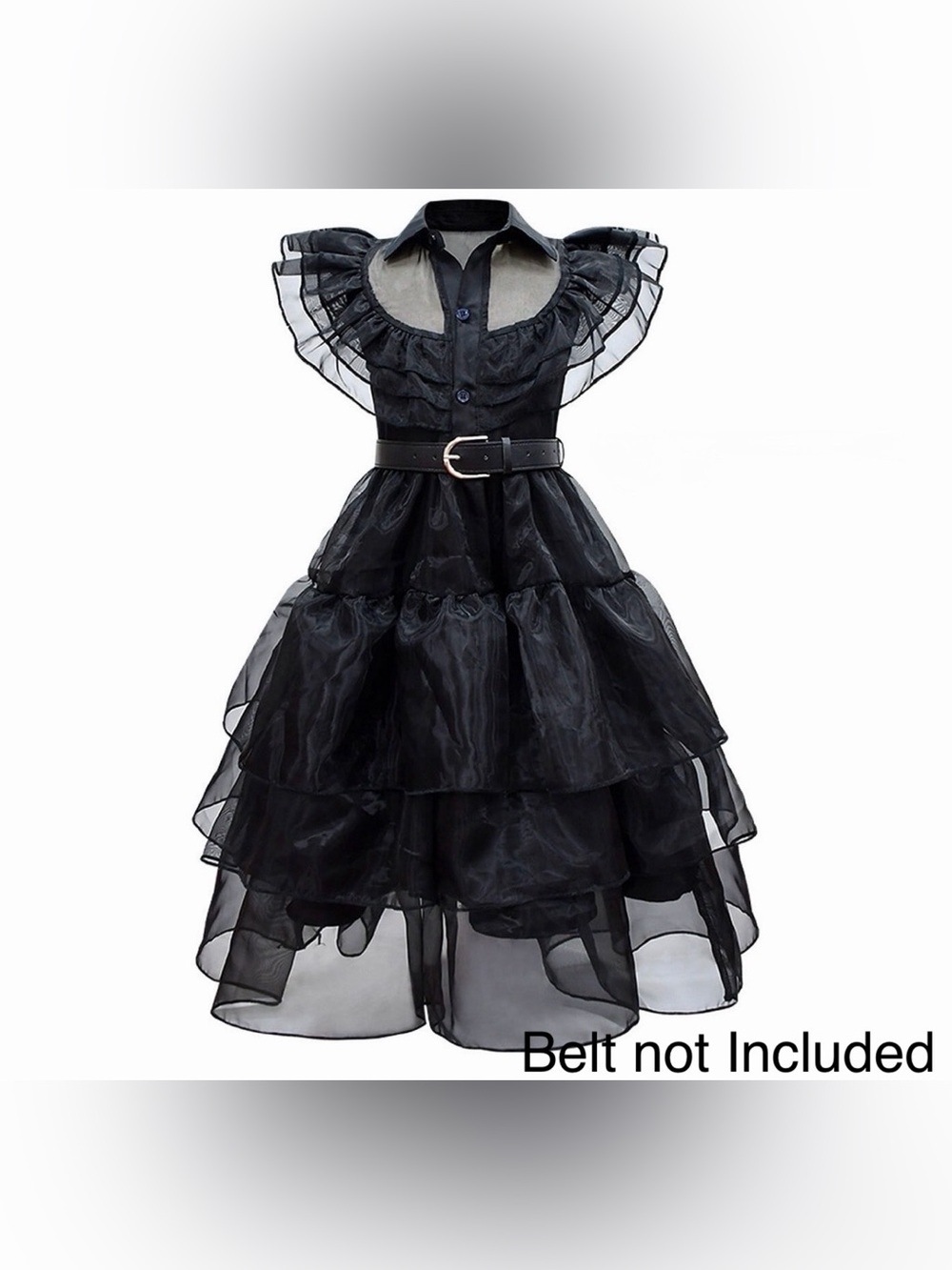 Girls Wednesday Addams Dress 6T Black Gothic Ruffle High Low Halloween Costume